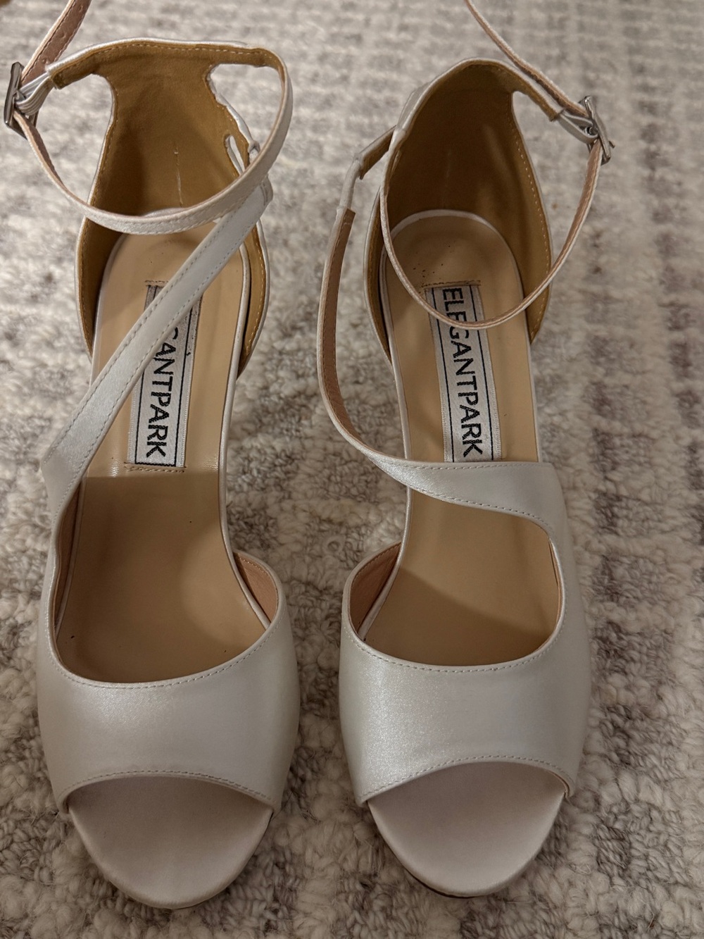 Women's Ivory Ankle-Strap Peep-Toe Heels